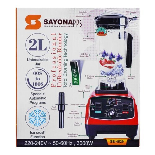 Sayona Professional Unbreakable Blender, 3000W, SB-4529 - Image 2